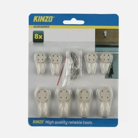 Kinzo 8pcs Plastic Indoor Storage Wall Hooks