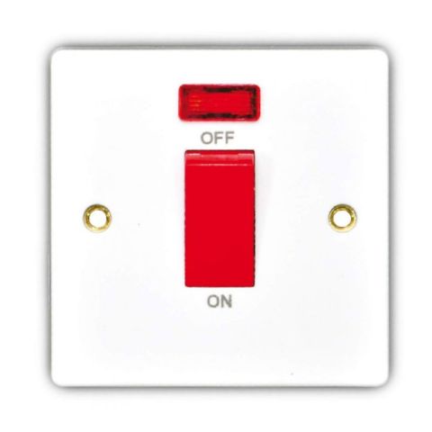 Swe W327 1-Gang White Neon Cooker Switch