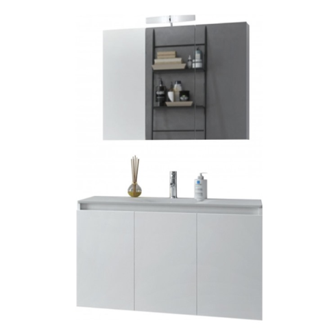 Verona 90cm 5FVR090WH Λευκός Νιτπήρας Ντουλάπι Καθρέφτης Σετ Έπιπλο Μπάνιου