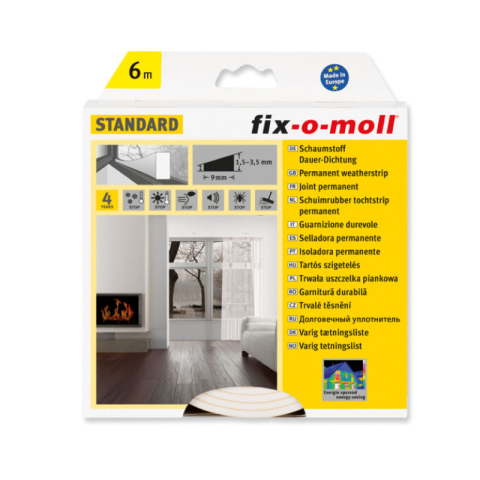 Fix-O-Moll Standard Αυτοκόλλητη Λωρίδα 6m Λευκό Αεροστόπ Πόρτας & Παραθύρου