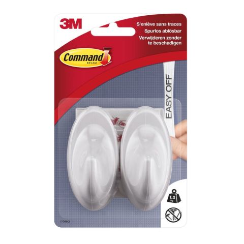 Command 3M 2pcs Stick Plastic Indoor Storage Wall Hooks