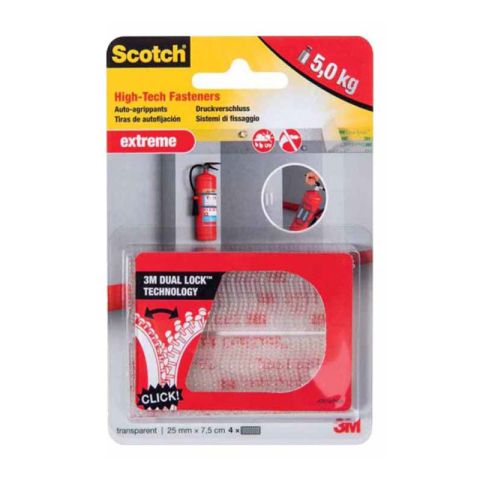 Scotch 3M 25mmx7.5cm Clear Extreme Fastener Velcro