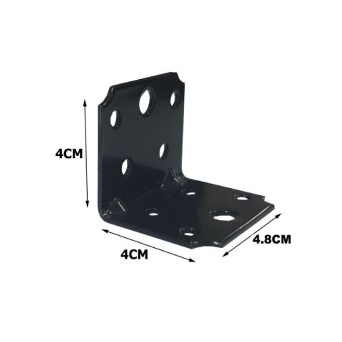 Black Metal Reinforced Angle Bracket 4x4x5cm