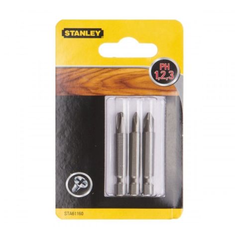 Stanley STA61160 50mm 3Pcs Ph1.2.3 Screwdriver Bits