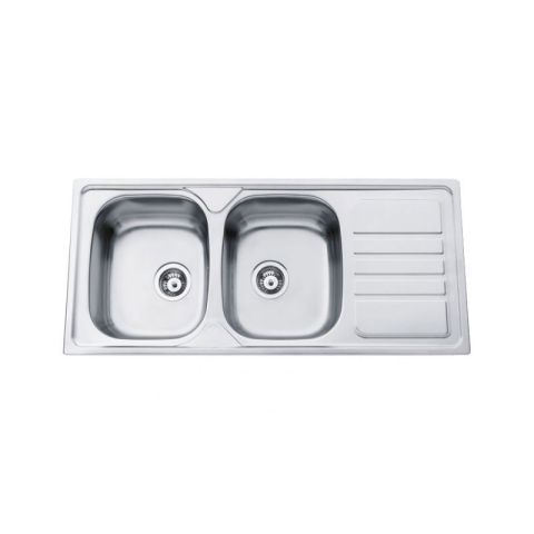 Okio Line 116x50cm Διπλός Ανοξείδωτος Νεροχύτης Κουζίνας