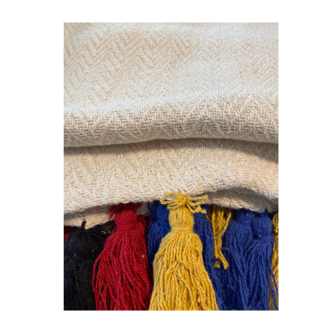 Fringes 014643 130x170cm Beige Red Blue Yellow Sofa Throw