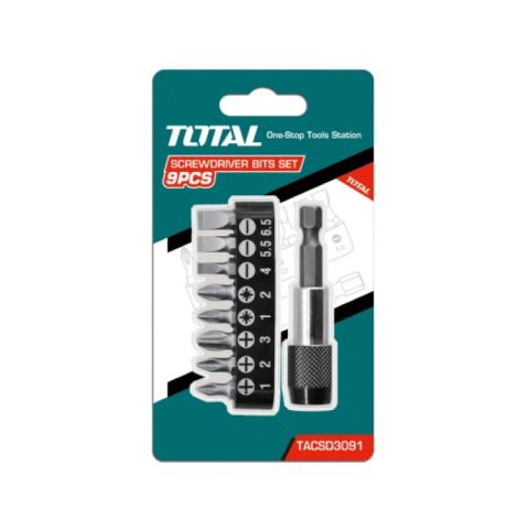 Total TACSD309 9pcs Screwdriver Bits Set