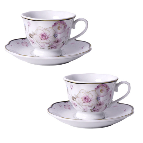 Fyl 6pcs Set White With Pattern Coffee Cups 90ml