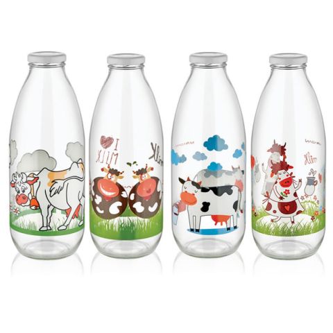 Glass Milk Bottle Pattern Transparent 1Ltr