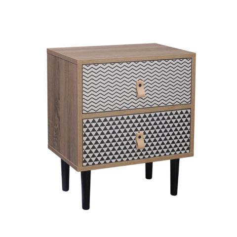 Missoni Sonoma Wood White Black Pattern 45x29x52.5cm Nightstand