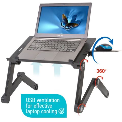 Tat Einstein 52×4-48×27.5cm Black Adjustable Laptop Stand