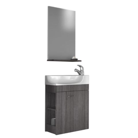 Curve Carbon 45cm 350730 Dark Grey Basin Cabinet Mirror Set Bathroom Furniture