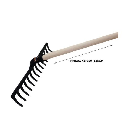 CK Black Wooden Handle 14 Teeth Garden Rake