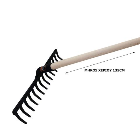 CK Black Wooden Handle 12 Teeth Garden Rake