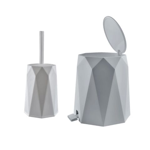 VS 5L Plastic Beige Toilet Bin & Brush 2pcs Set