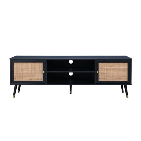 Vienna 05-0565 Black / Rattan Gold Melamine TV Stand