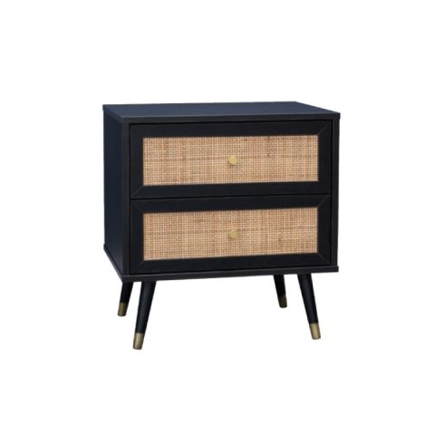 Vienna Black Rattan Gold 50x39.5x55cm Nightstand