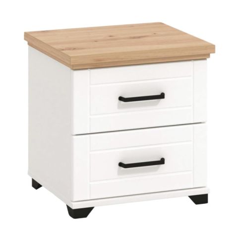 Valencia Matt White Artisan Oak 46x41x47.5cm Nightstand