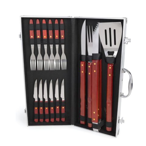 BBQ Collection 16pcs Stainless Steel BBQ Tool Case Set