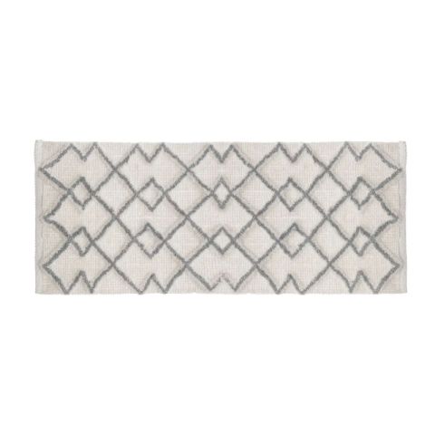 JJA Ethnic 50x120cm Grey White Cotton Toilet Mat