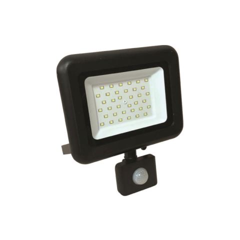 Eurolamp IP44 4000K (Cool White) 30W Black Movement Detector LED Flood Light