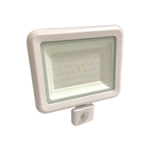 Eurolamp IP44 6500K (Cool White) 50W White Movement Detector LED Flood Light