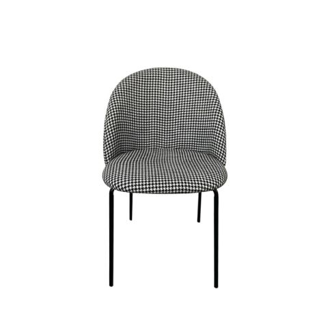 Como 03-0798 Fabric Pied De Poule Black Metal Indoor Dining Chair