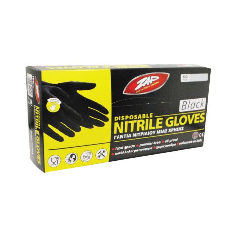 Zap Black Nitrile One Use Gloves L 100pcs