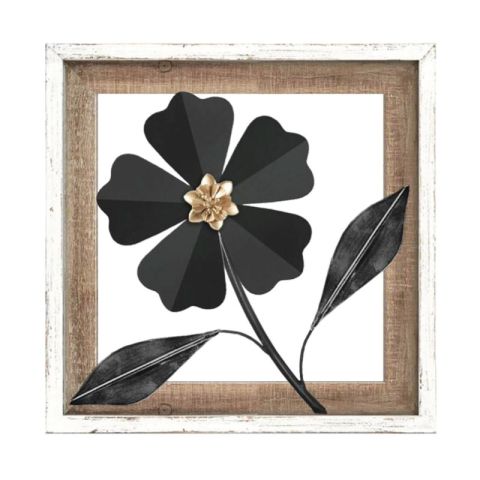 Fy Flower Black White 30x30cm Wall Decor (353)