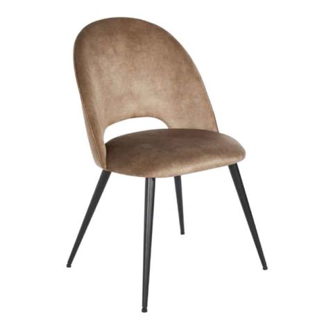 Silky 03-0831 Fabric Brown Gold Black Metal Indoor Dining Chair