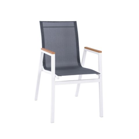 Shyla White Grey Textilene Pollywood Aluminium Garden Chair