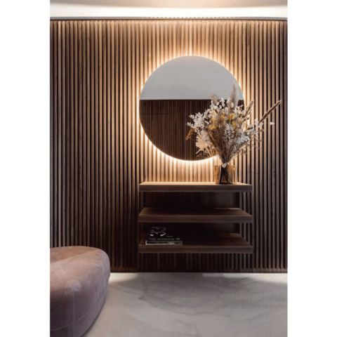 NP Walnut/Dark Brown 3D Slat 54 PS Piano Wall Panel