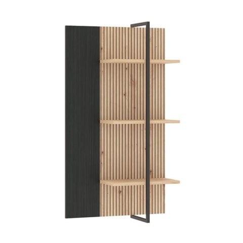 Correze Black Oak Artisan Oak 58x22x104cm 3 Wall Mounted Shelving Unit