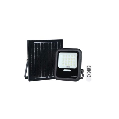 Eurolamp IP65 4000K (Cool White) 50W Black LED Solar Flood Light