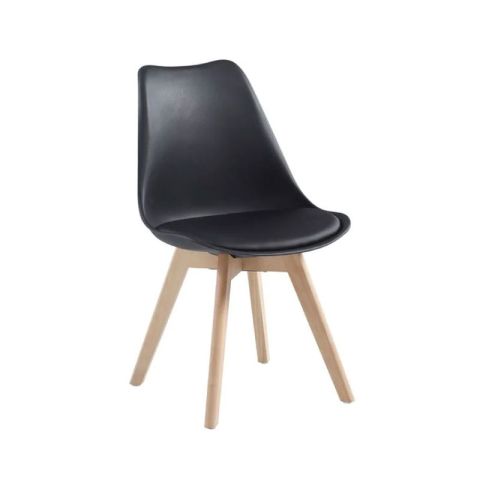 Martin E-00024017 PP Black Beech Wood Natural Indoor Dining Chair