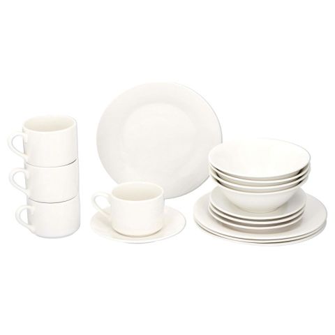 Alpina White 16pcs Set Dinnerware Plates (Breakfast)