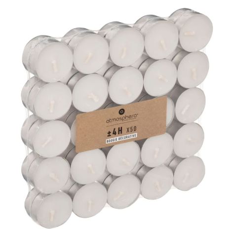 Atmoshpera 50pcs White Tealight Candles