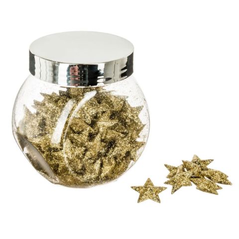 Atmosphera Jar of Glittery Gold Stars 2x2cm Christmas Table Decoration