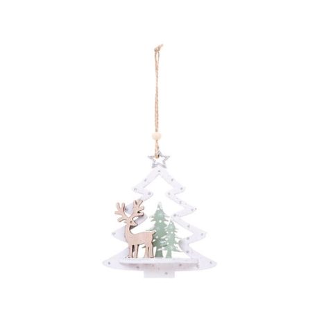 Atmosphera JJ Christmas Bauble Fir Τree 3D Wood 1pc