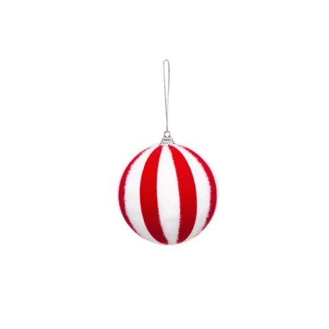 Atmosphera JJ Christmas Bauble Stripped Red White 1pc