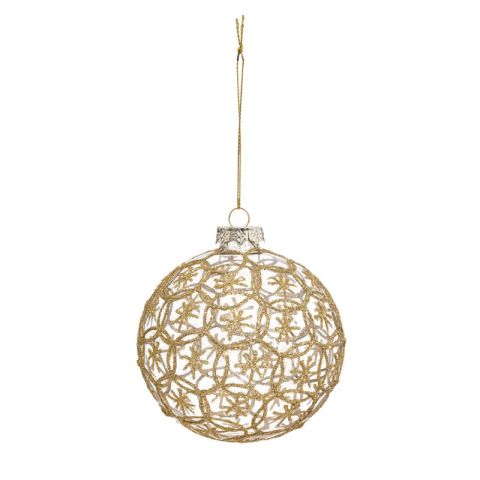 Atmosphera JJ Christmas Bauble Round With Star Gold Glass 1pc