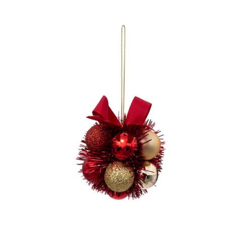 Atmosphera JJ Christmas Bauble Flower Ball Red Gold 1pc