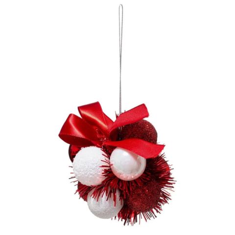 Atmosphera JJ Christmas Bauble Flower Ball Red White 1pc