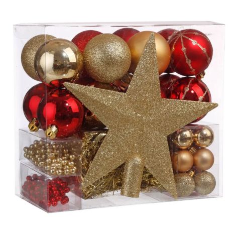 Atmosphera JJ Christmas Baubles Tree Kit Red Gold 44pcs