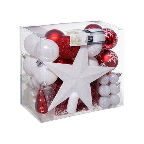 Atmosphera JJ Christmas Baubles Tree Kit Red White 44pcs