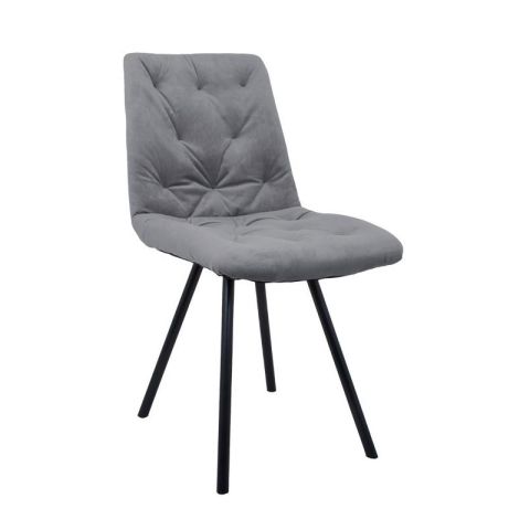 Fy 093-124-133 Velvet Grey Black Metal Indoor Dining Chair