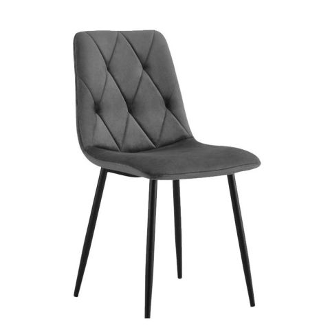 Fy 631-123-013 Grey Black Metal Indoor Dining Chair