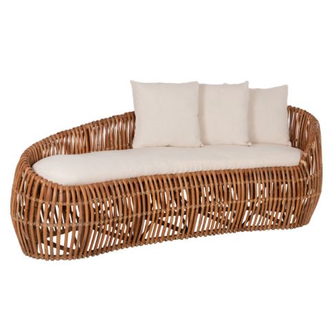 Lantry 2-Seater Natural Rattan White Garden Sofa
