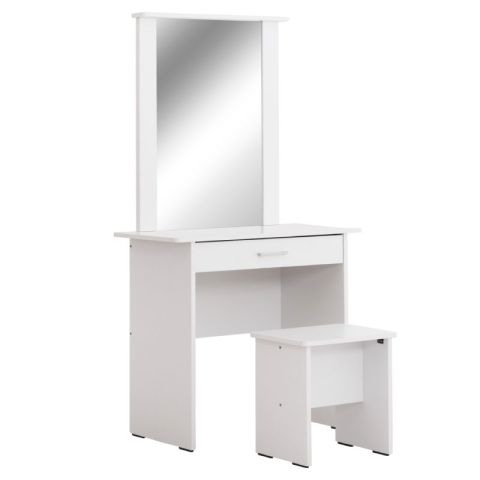 Crystel ΗΜ9938.01 White 74x39x155cm Dressing Table (With Stool & Mirror)