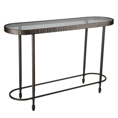 Granaz Gunmetal Black Glass 132x36x81cm Console Table